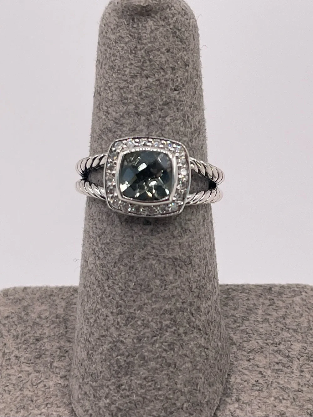 David Yurman Petite Albion Ring with Prasiolite and Diamonds